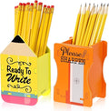 DoubleFill 2 Pcs Pencil Shaped Holder Sharp Dull Holder Wooden Dispenser Pencil by DoubleFill