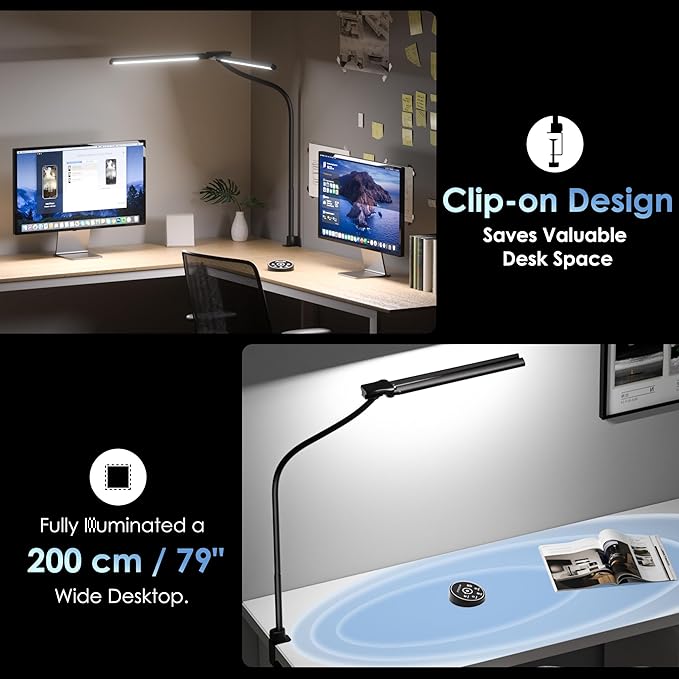 EYOCEAN Desk Lamp with Clamp, 31.5" LED Desk Lamp - Image 6