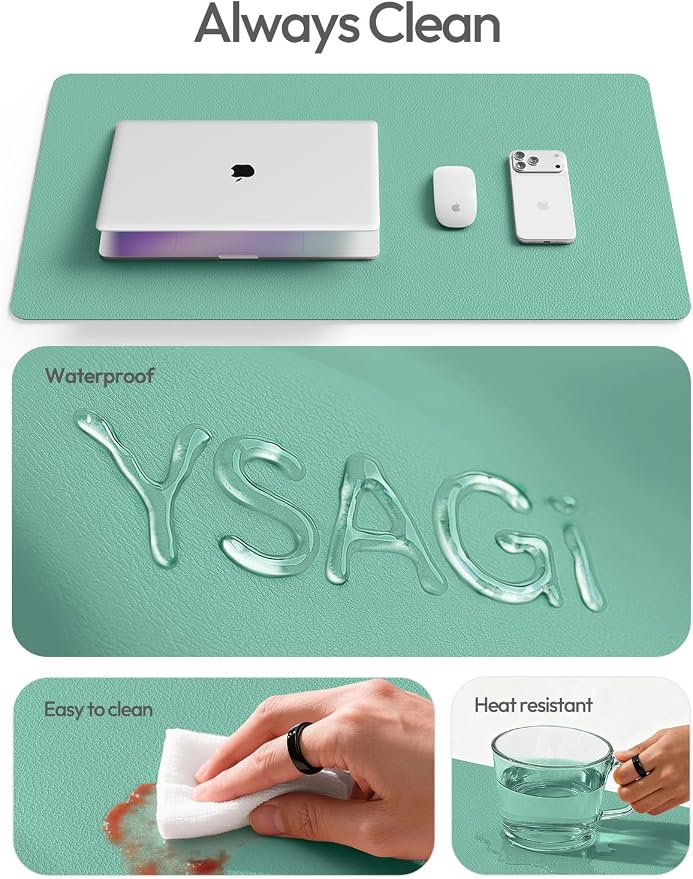 YSAGi Leather Desk Pad Protector, Office Desk Mat, Large Mouse Pad, Non-Slip PU - Image 7