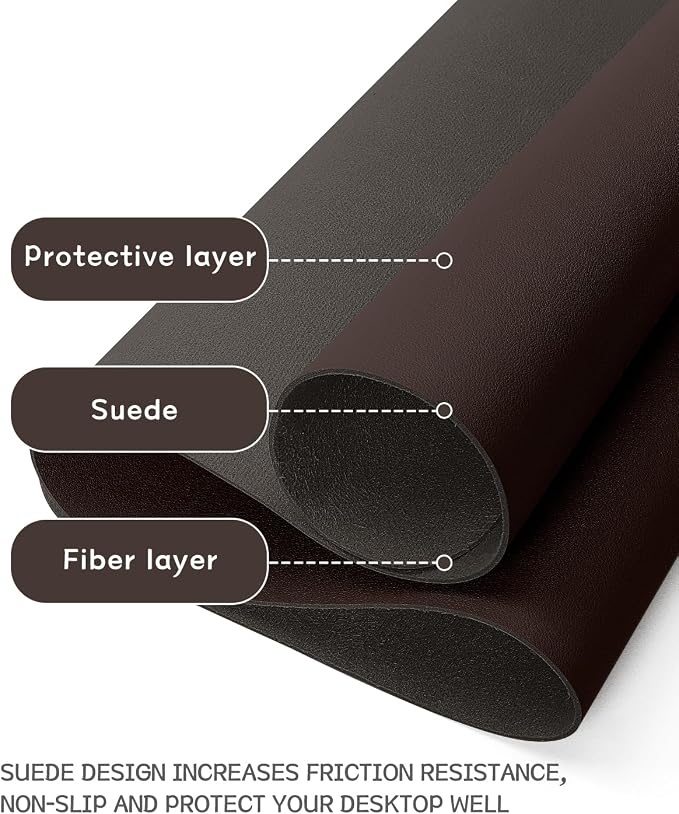 YSAGi Non-Slip Leather Desk Pad, Waterproof Laptop Computer Desk Keyboard Mat - Image 3