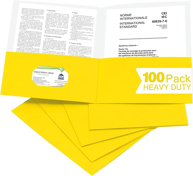 Zzrywuty 100 Packs Yellow Two Pocket File Folders by Zzrywuty