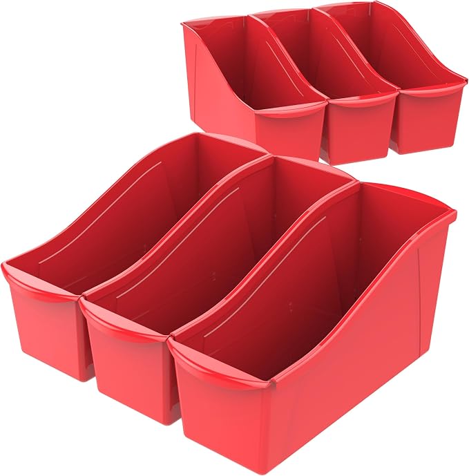 Storex Large Book Bin, 14.3 x 5.3 x 7 Inches, Case of 6, 14.3 x 5.3 x 7 Inches by Storex