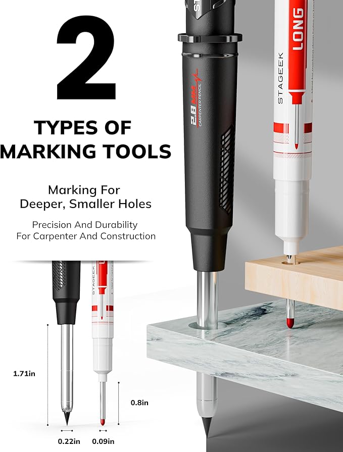 STAGEEK Carpenter Pencil with Sharpener, Mechanical Carpenter Pencils with 19 - Image 3