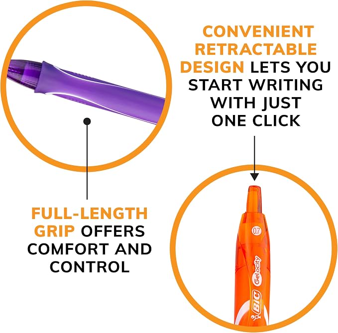 BIC Gelocity Quick Dry Assorted Colors Gel Pens, Medium Point, School Supplies - Image 9