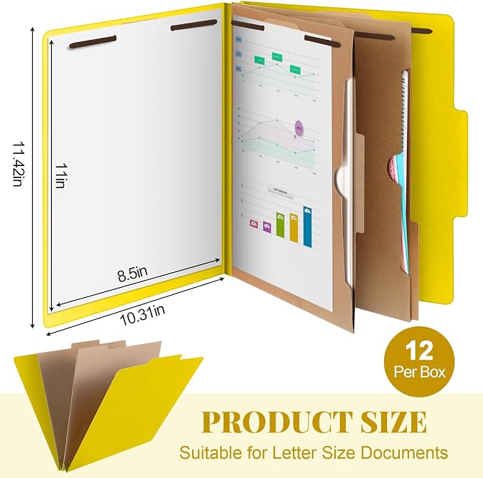 Skyygemm 12 Pcs Classification Folders Letter Size, 2 Pocket Dividers - Image 2