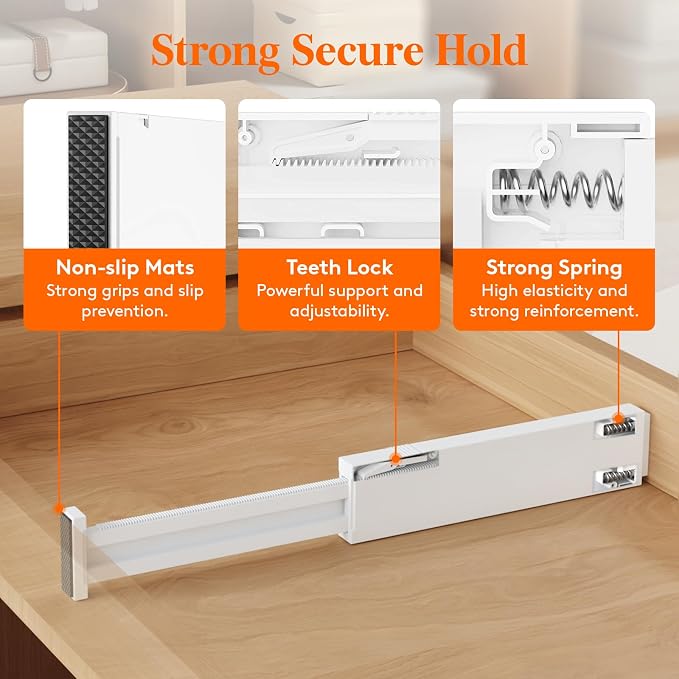 Lifewit 5 Pack 2.36" High Drawer Dividers 40-56cm/16-22 Adjustable Drawer - Image 5
