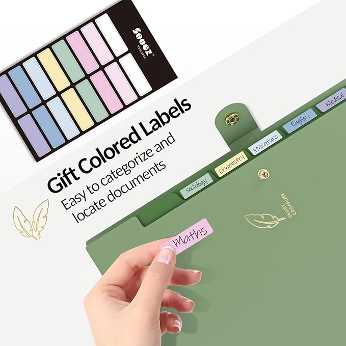 Sooez Aesthetic 8 Pocket Accordion File Organizer, Pastels Expanding File Folder - Image 6