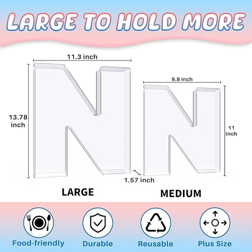 13.8" Extra Large Acrylic Letter Charcuterie Board Box, Reusable Fillable - Image 2