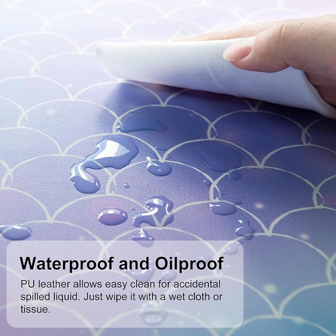 QiyI Large Desk Pad, Colorful Mouse Pad Desktop Decor, Waterproof PU Leather - Image 3