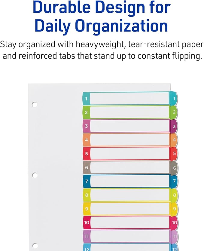 Avery Dividers for 3 Ring Binders, 12 Tabs per Set, Customizable Table of - Image 5