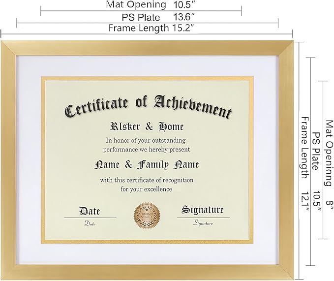 ELSKER&HOME 8.5 x 11 Certificate Frame Gold - Image 3
