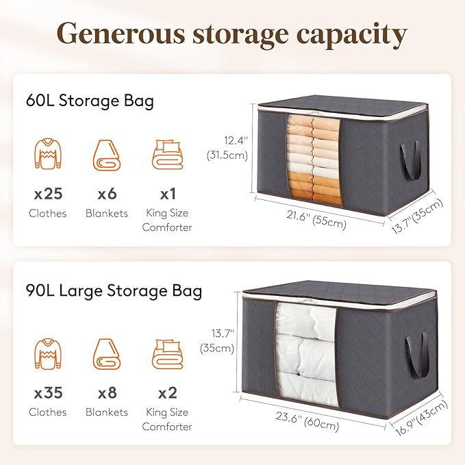 Lifewit 8 Pack 60L Clothes Storage Bins - Image 2