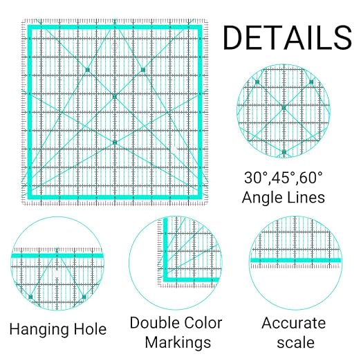 Quilting Rulers, 12 Quilting Square Ruler, Quilting Ruler Square - Image 3