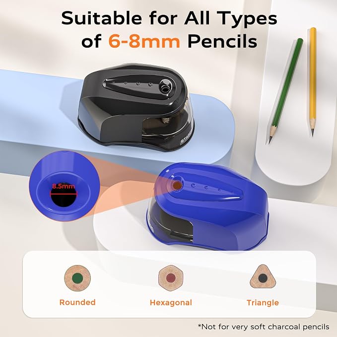 STAGEEK Electric Pencil Sharpener, Plug in or USB/Battery Operated. Fits No.2 - Image 3