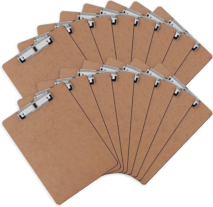 Clipboards, PANDRI 16 Pack Hardboard Office Clipboards, Low Profile Clip by PANDRI