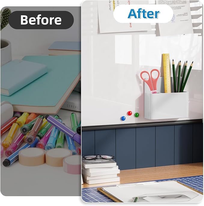 Mabrasse 8p Magnetic Dry Erase Marker Holder, Pen and Eraser Holder - Image 3