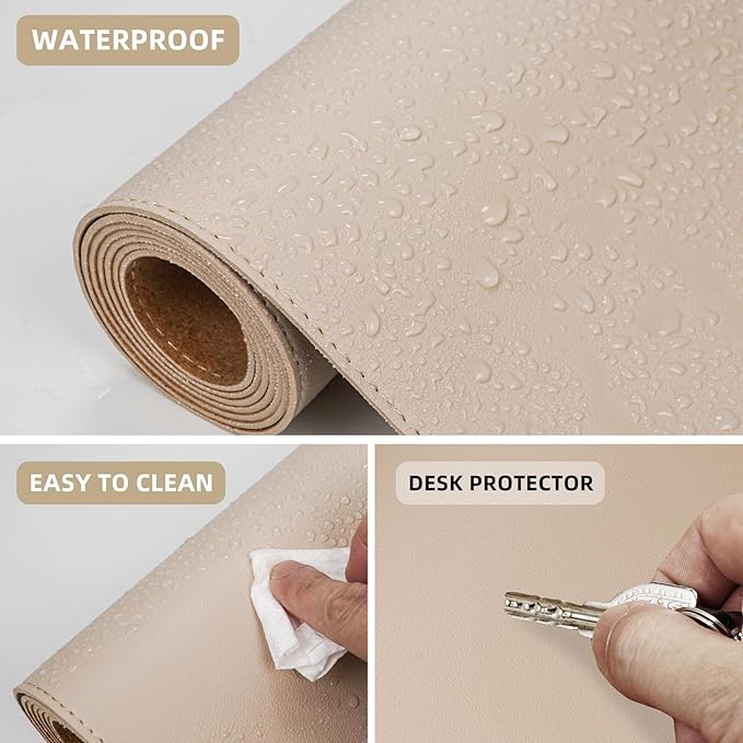 AFIING Cork Desk Mat 55" x 17", Dual-Sided Natural Cork & PU Leather Desk Pad - Image 4