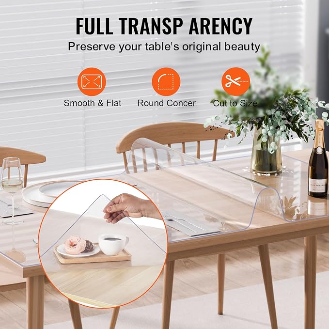 VEVOR Plastic Table Cover, 40 x 60 Inch 2.0 mm Thick Clear PVC Table Protector - Image 5