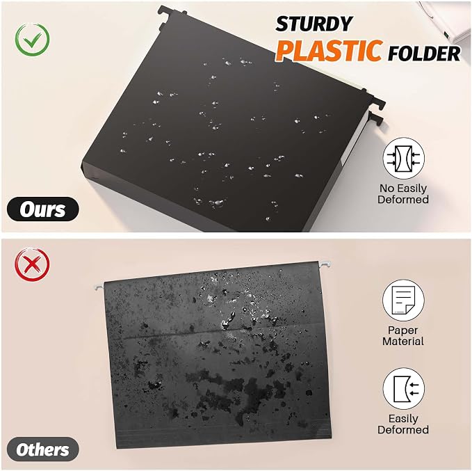 Shutex Extra Capacity Plastic Hanging File Folders, 12 Pack Reinforced Hang - Image 2