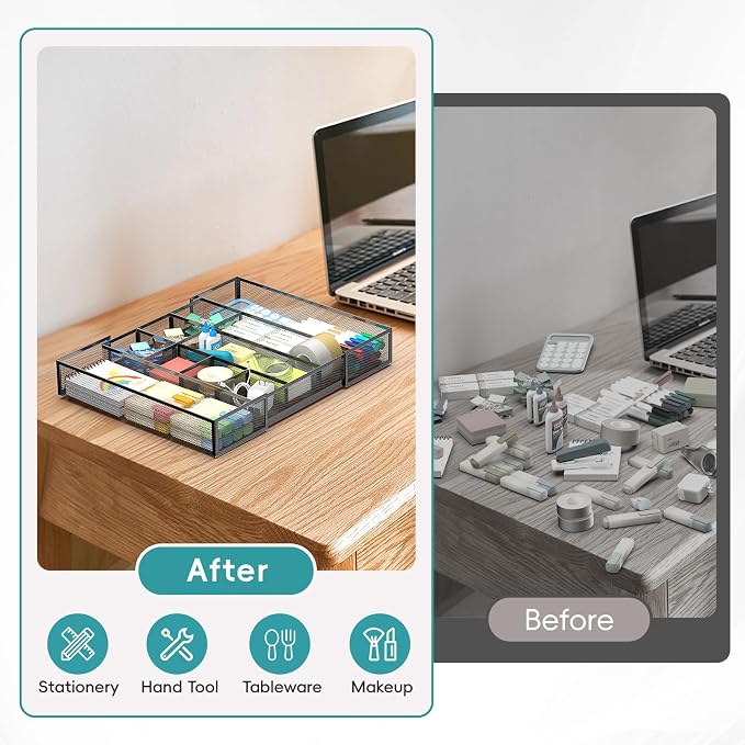 2 Pack Expandable Desk Drawer Organizer Tray - Image 5