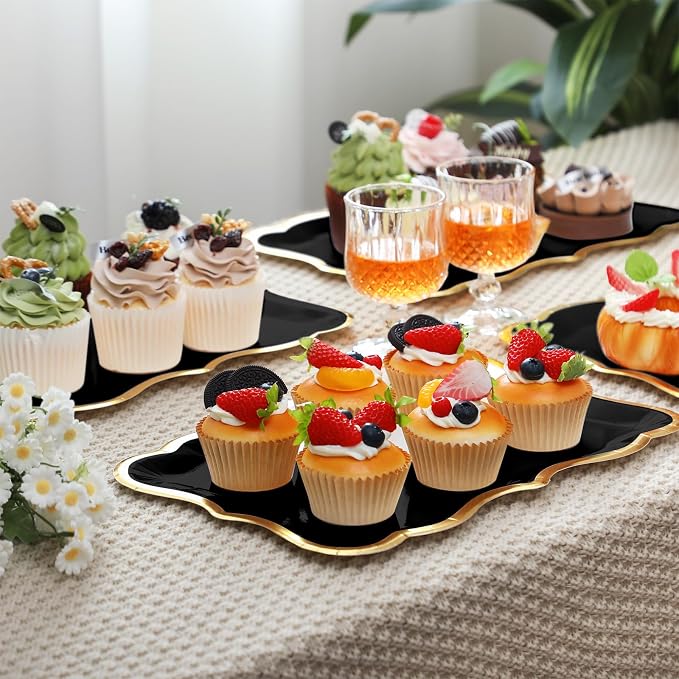 Havawish 24 Pcs 9" x 13" Black Disposable Paper Serving Trays and Platters Food - Image 3