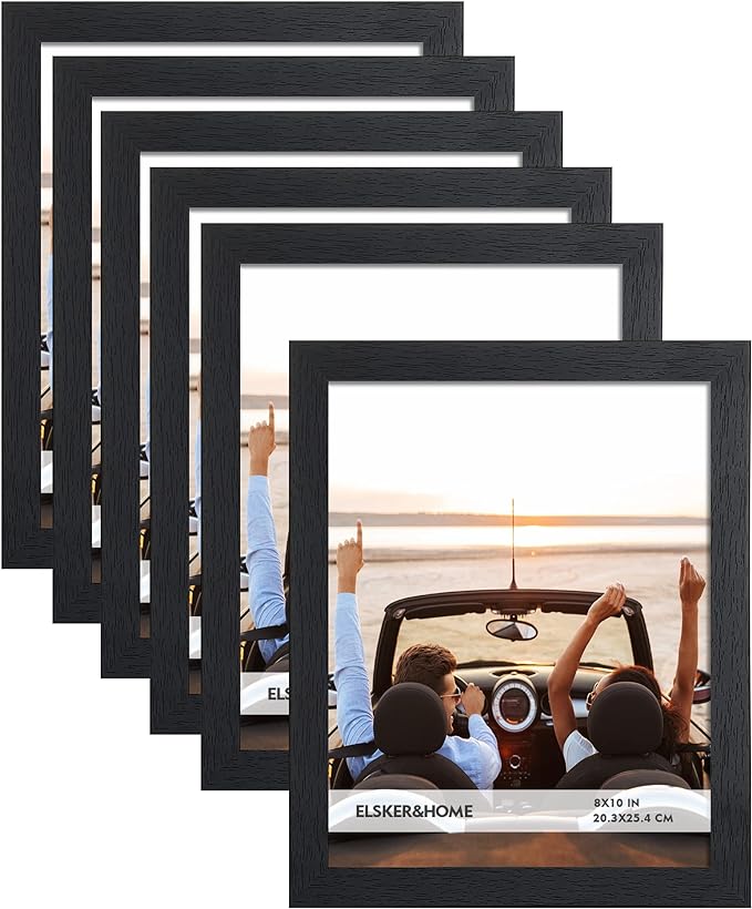 ELSKER&HOME 8x10 Picture Frame Black Set of 6 Glass | Multi Photo Frames Collage by ELSKERHOME