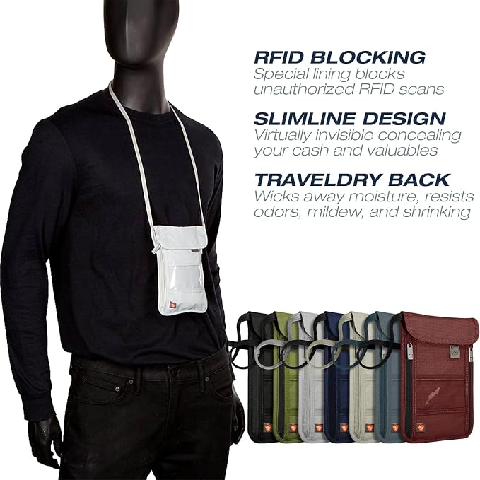 Lewis N. Clark RFID Blocking Stash Neck Wallet, Travel Pouch + Passport Holder - Image 2