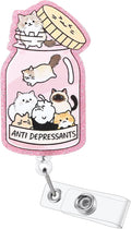 Anti Depressants Funny Nurse Badge Reel, Cute Pink Cat Retractable ID Card by Unknown