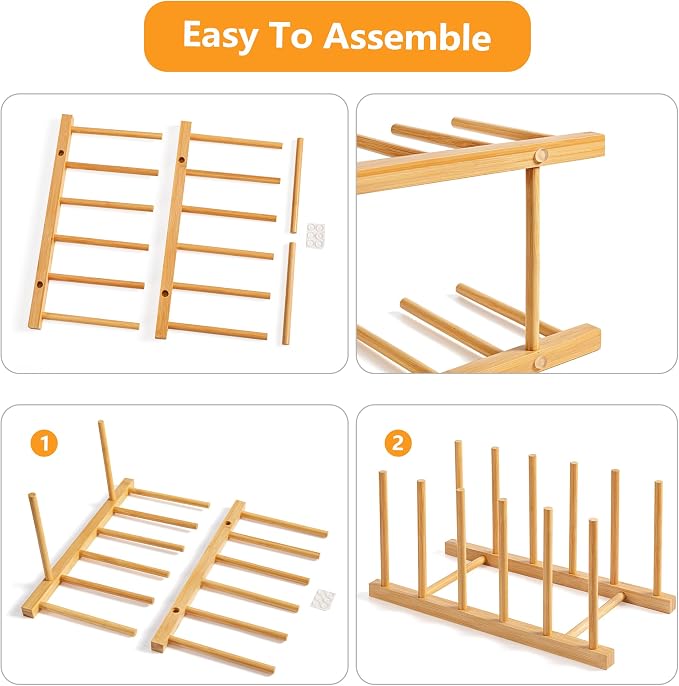 HBlife Desk File Organizer 5 Section Upright File Sorter, 1 Pack Bamboo File - Image 3