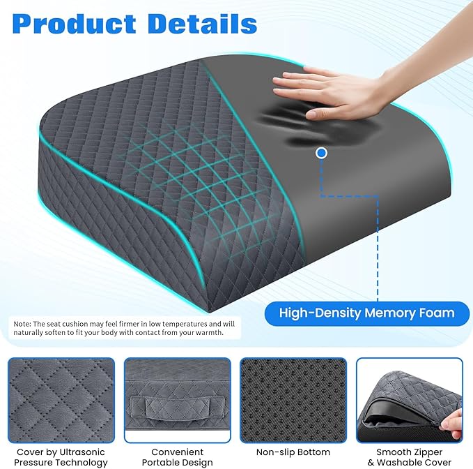 Seat Cushion for Office Chair, Memory Foam Chair Cushions, Car Seat Cushion for - Image 3