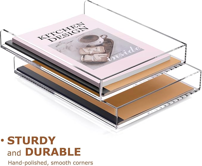 SANRUI 4 Tier Stackable Paper Letter Tray, Acrylic Vertical File Tray A4 Desk - Image 7