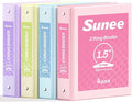 SUNEE 1.5 Inch Binders 3 Ring 4 Pack by SUNEE