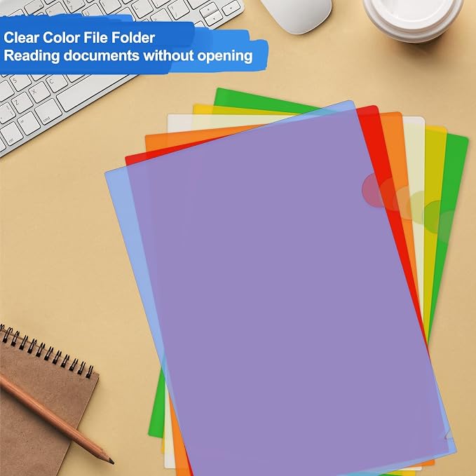 ViVin 12 Pack Plastic Clear Document Folders, L-Type Plastic 8.5x11 File Sleeves - Image 5