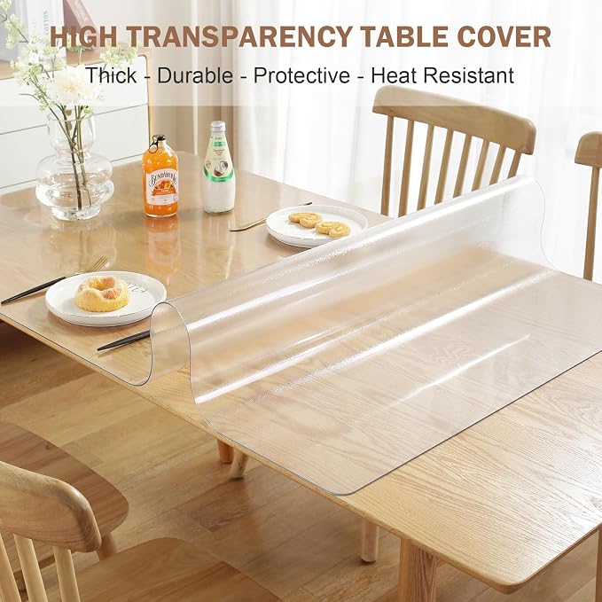 LovePads Frosted Table Cover Protector 36 x 66 Inch, 1.5mm Thick Plastic Table - Image 2