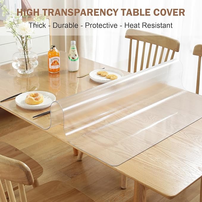 LovePads Frosted Table Cover Protector 48 x 96 Inch, 1.5mm Thick Plastic Table - Image 2