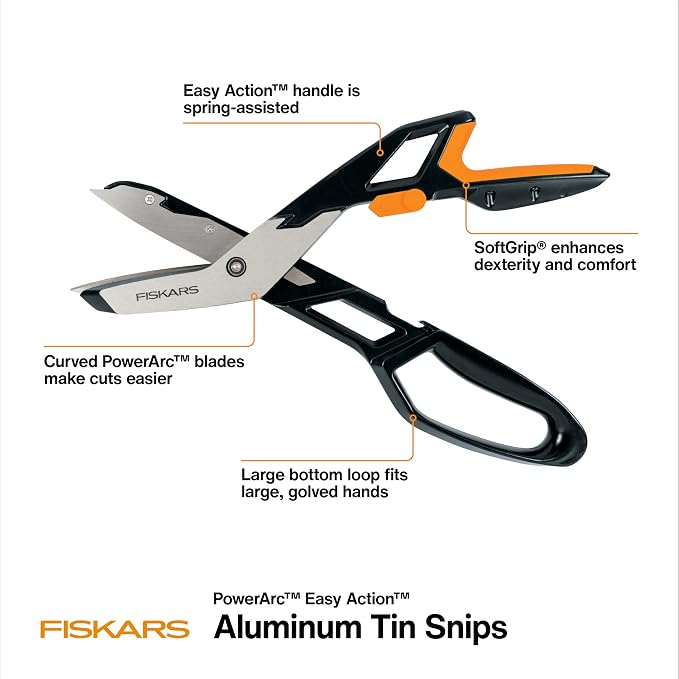 FISKARS PowerArc Easy Action Aluminum Tin Snips - Image 2