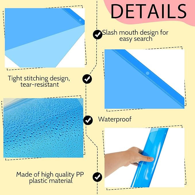Maitys 30 Pack Binder Pockets 3 Hole Punch Clear Plastic Document Folders - Image 3
