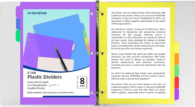 3 Set Dividers for 3 Ring Binders, 5 TAB Binder Dividers - Image 7