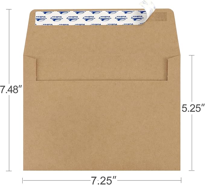 ValBox 200 Qty A7 Invitation Envelopes 5 x 7, 120GSM Brown Kraft Paper Envelopes - Image 2