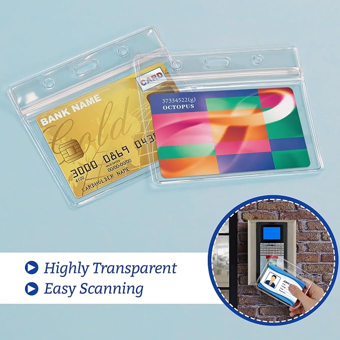100 Pcs Clear Plastic Horizontal Name Badge ID Card Holders - Image 6