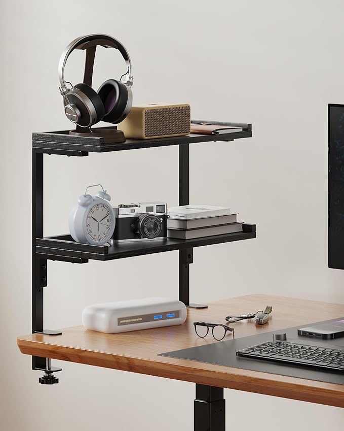 Clamp On Desk Shelf 2-Tier, 16.5 in Wood Shelving Unit by ART-GIFTREE