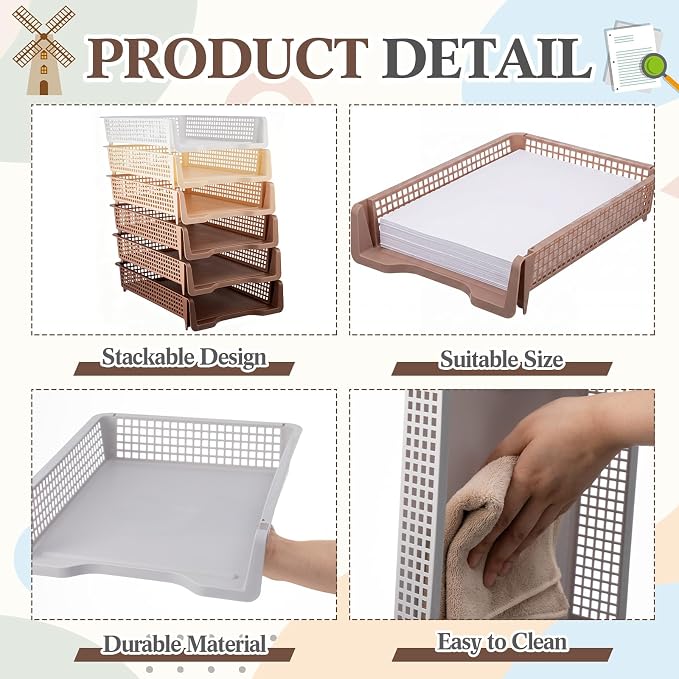 Geetery Set of 12 Turn in Trays Classroom Plastic Trays - Image 3