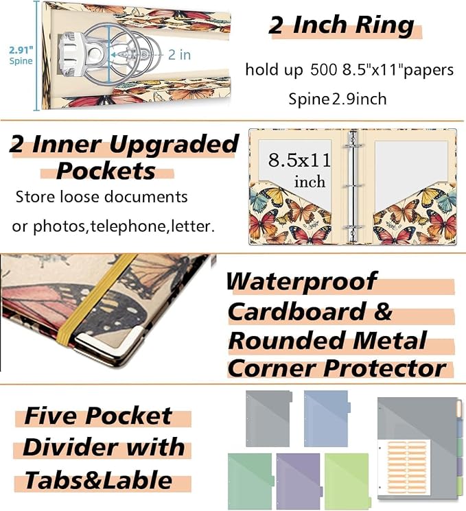 3 Ring Binder 2 Inch for 8.5"x11" Paper, Three Ring Binders - Image 4