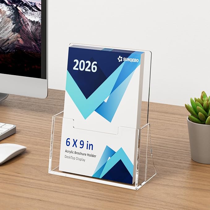 Acrylic Brochure Holder 6 x 9 Inch, 6 Pack Clear Acrylic Flyer Holder, Pamphlet - Image 5