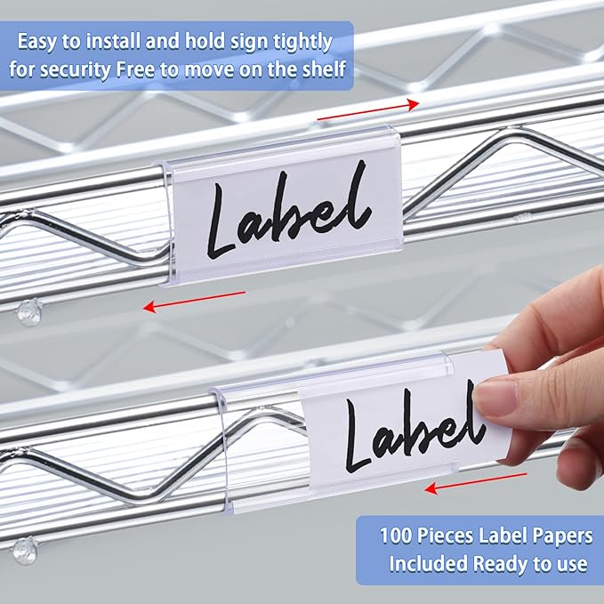Yulejo 300 Pieces Wire Shelf Label Holders Wire Label Holder Plastic Shelf Tags - Image 4