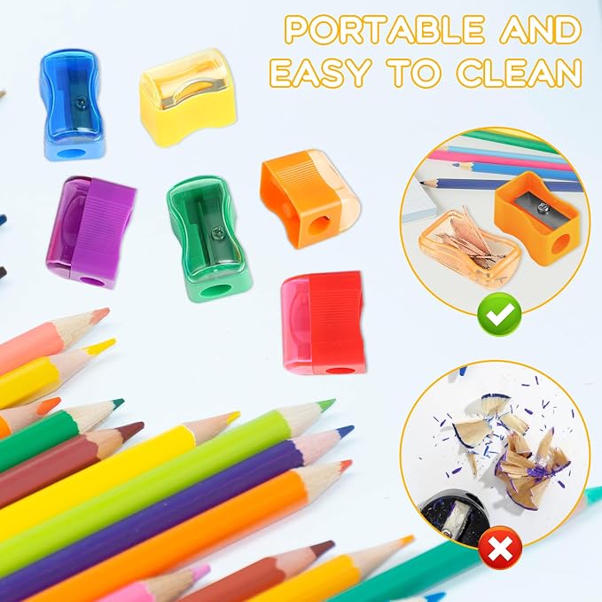Adorox 144 Pack Bulk Miniature Plastic Pencil Sharpener Colors Assortment - Image 4