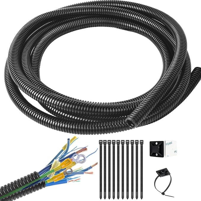 1/2 Inch Wire Loom Split Tubing - 30 ft Cord Protector Electric Wires Covers by ALLWIN