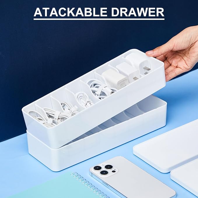 Tatuo 1 Pcs Cord Organizer for Drawer Desktop, Cable Organizer Box - Image 4