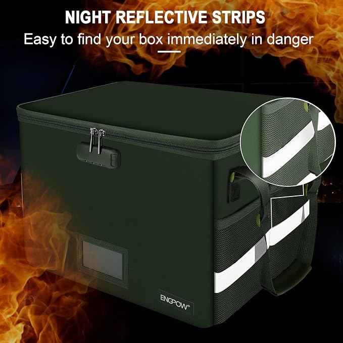 ENGPOW File Box with Lock, Fireproof Document Box with Pockets, Collapsible - Image 8