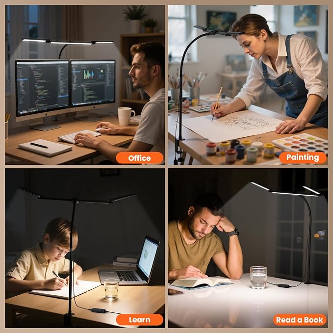 LED Desk Lamp for Office Home, 3 Head Adjustable Computer Monitor light Bar - Image 6